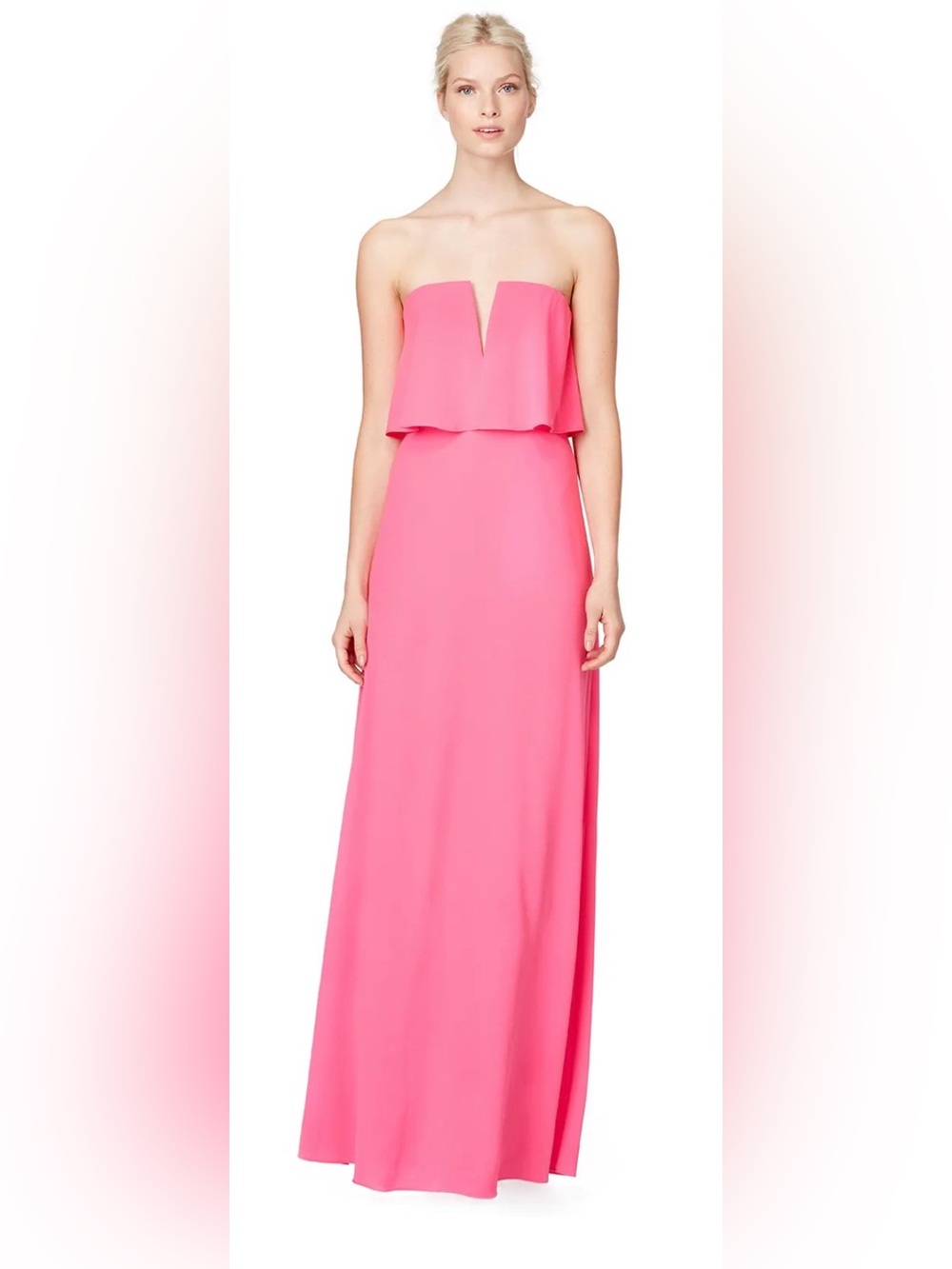 BCBGMaxAzria Alyse Strapless Pink V-Neck Gown-Sz 0